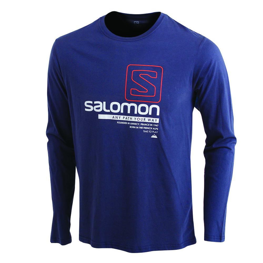 T Shirts Salomon TRAIL LS M Homme Bleu Marine | RIMPH-4510