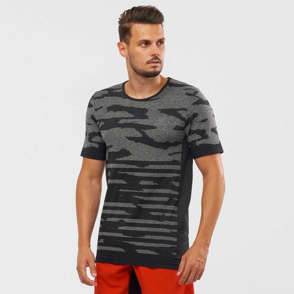 T Shirts Salomon XA CAMO TEE Short Sleeve Homme Noir | LDSHA-6374