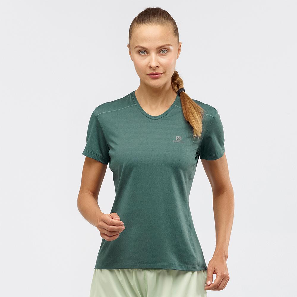 T Shirts Salomon XA W Femme Vert | MHRDC-4789