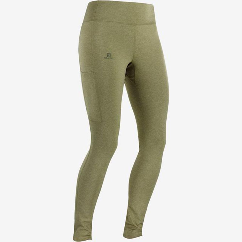 Tights Salomon OUTLINE TIGHTS Femme Vert Olive | BJHEI-9130