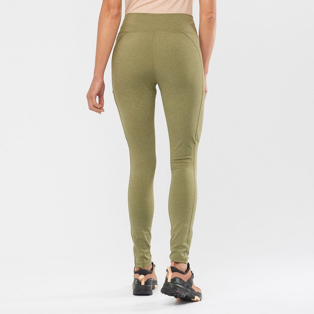 Tights Salomon OUTLINE TIGHTS Femme Vert Olive | BJHEI-9130