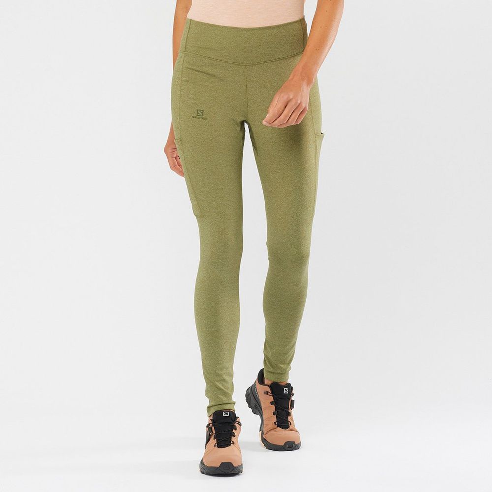 Tights Salomon OUTLINE TIGHTS Femme Vert Olive | BJHEI-9130