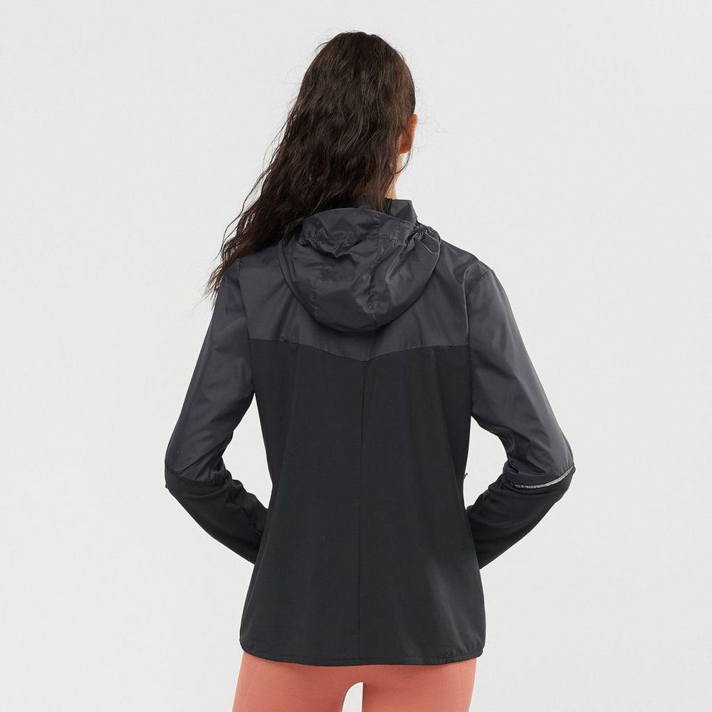 Vestes Salomon AGILE FULL ZIP HOODIE Femme Noir | SCQDJ-8053