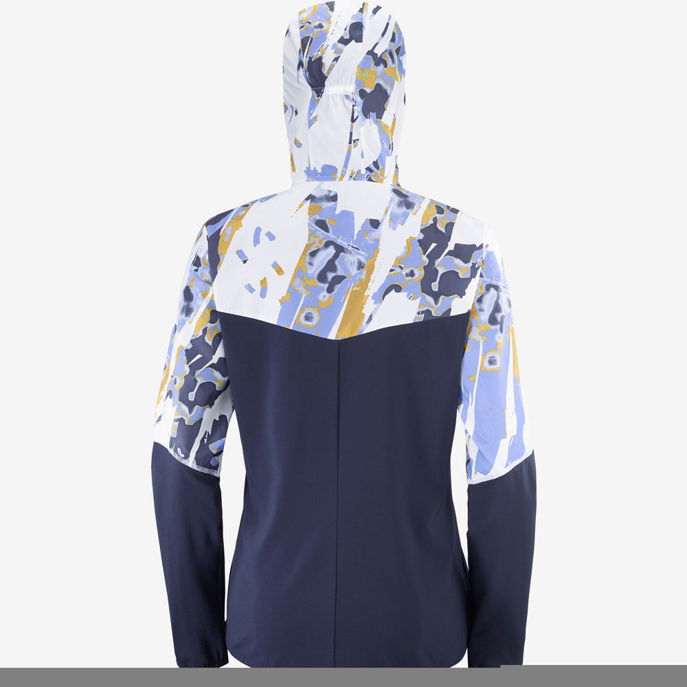 Vestes Salomon AGILE WIND Femme Bleu Marine Blanche | XIJPH-9186