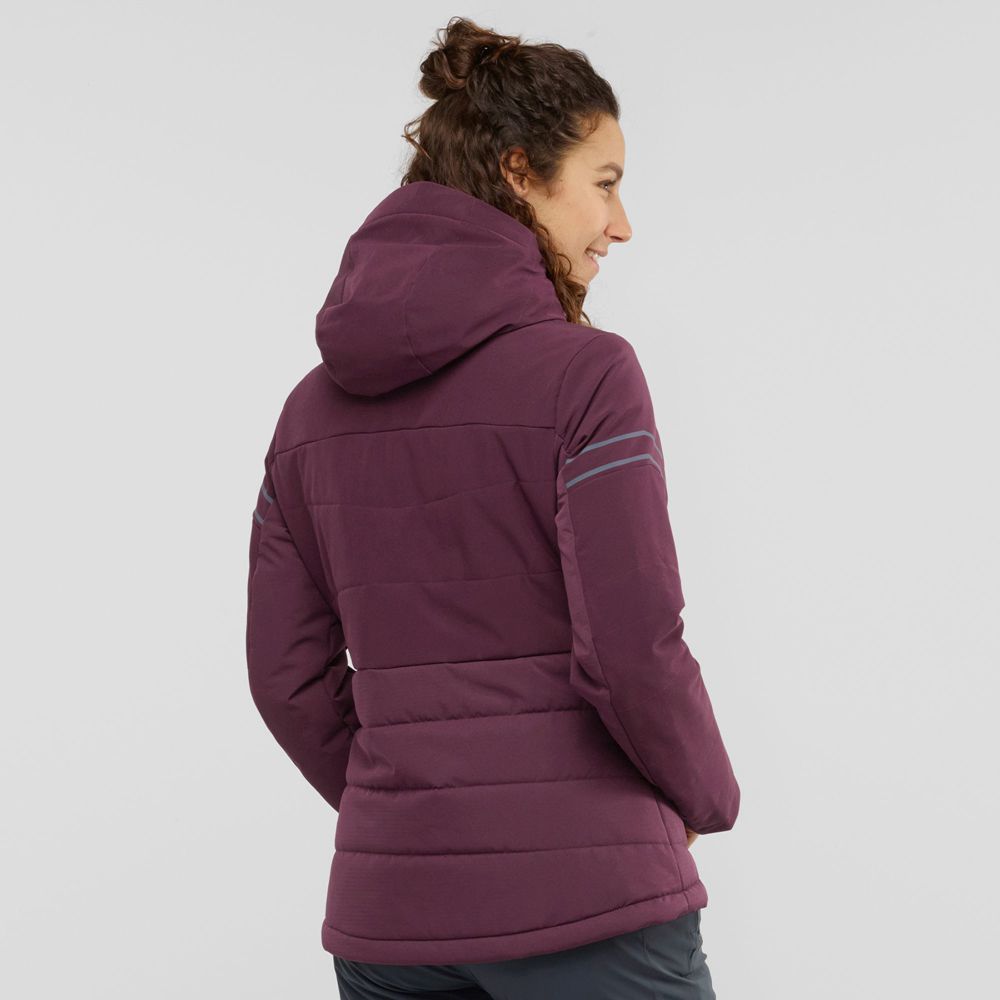 Vestes Salomon EDGE Woinsulated Jacket Hoodie Ski Femme Bordeaux | HKWZG-8746