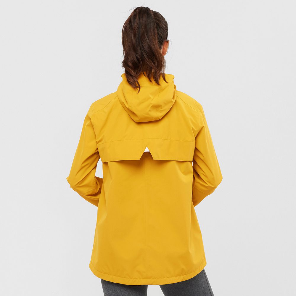 Vestes Salomon ESSENTIAL WATERPROOF 2L Femme Jaune | RVFIH-5671