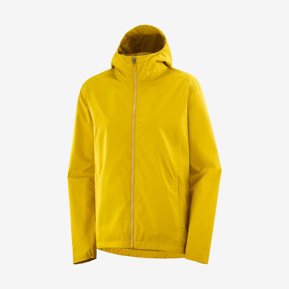 Vestes Salomon ESSENTIAL WATERPROOF 2L Femme Jaune | RVFIH-5671