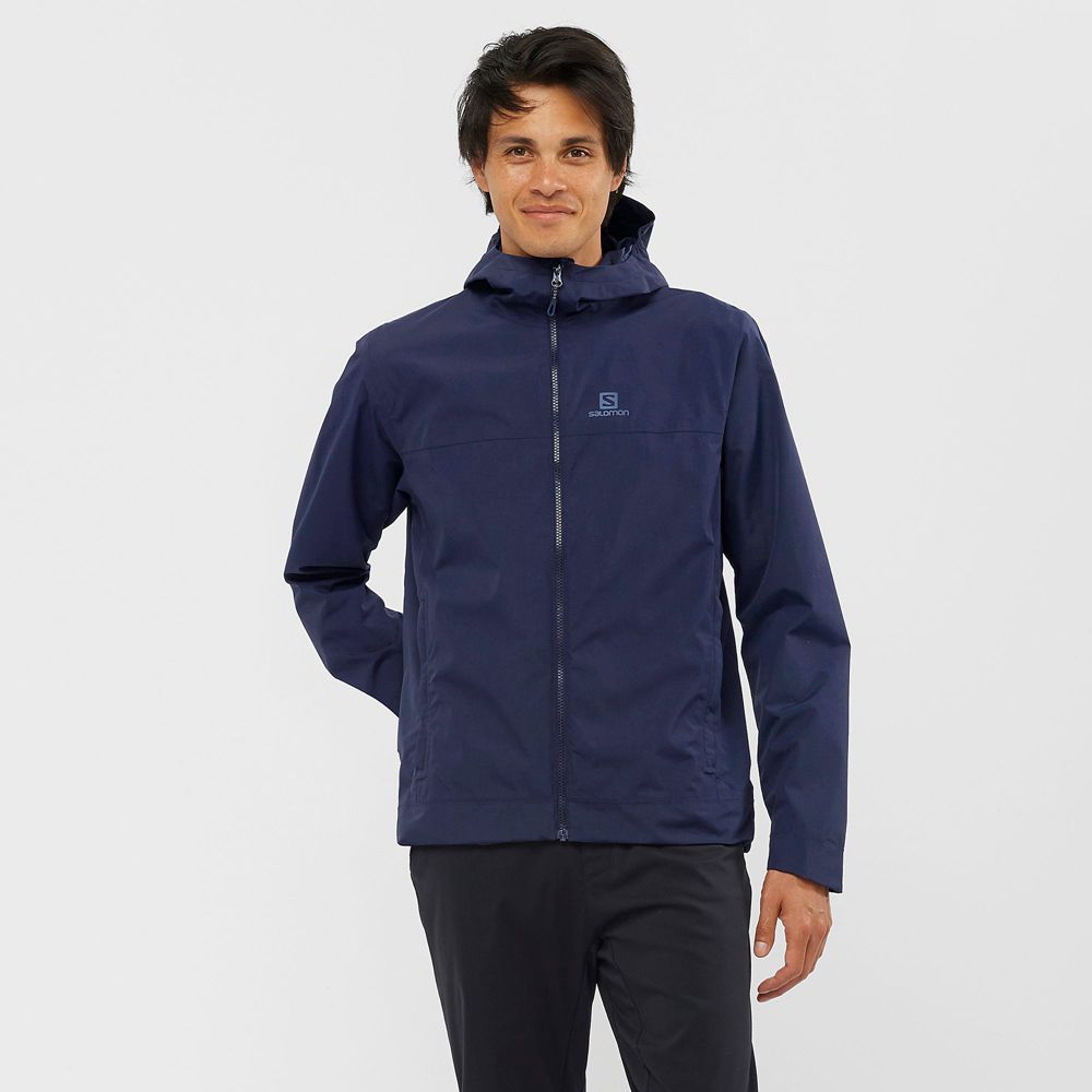 Vestes Salomon EXPLORE WATERPROOF 2L M Homme Bleu Marine | QRPKC-9156