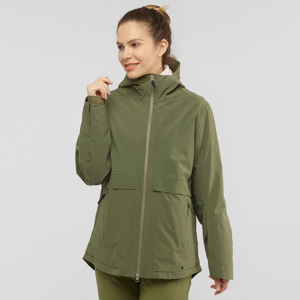 Vestes Salomon OUTLAW 3IN1 W Ski Femme Vert Olive | EMTPK-2053