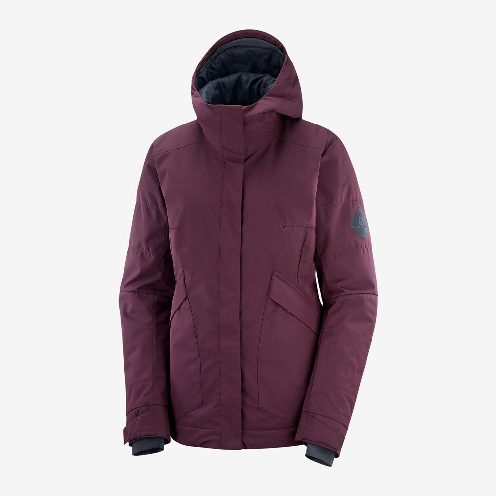 Vestes Salomon SNOW REBEL Ski Femme Bordeaux | LVFKH-5237