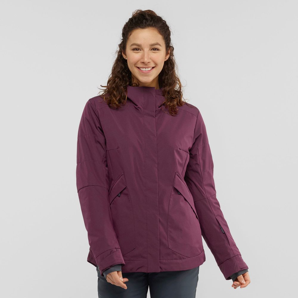 Vestes Salomon SNOW REBEL Ski Femme Bordeaux | LVFKH-5237