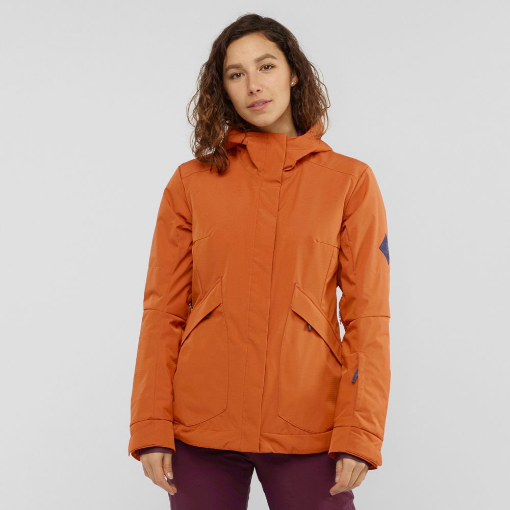 Vestes Salomon SNOW REBEL Ski Femme Orange | CTGJB-7231