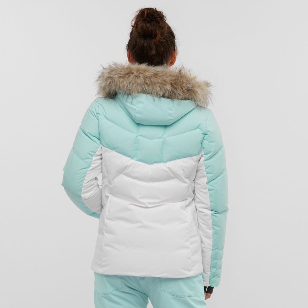 Vestes Salomon WARM AMBITION W Ski Femme Blanche Menthe | IKUAH-7895