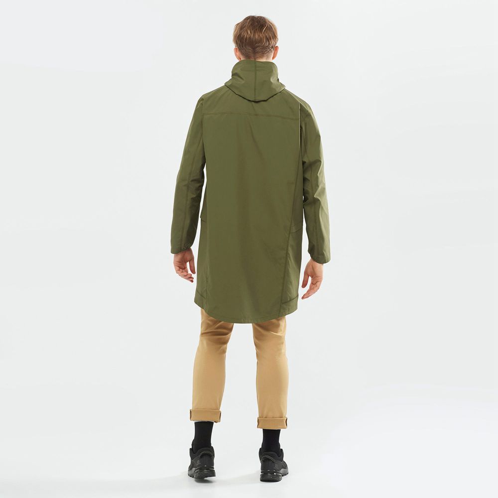 Wind Breakers Salomon OUTLIFE LONG PACKABLE Homme Vert Olive | NVQFZ-7128