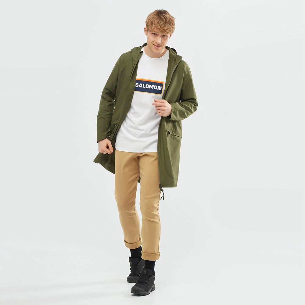 Wind Breakers Salomon OUTLIFE LONG PACKABLE Homme Vert Olive | NVQFZ-7128