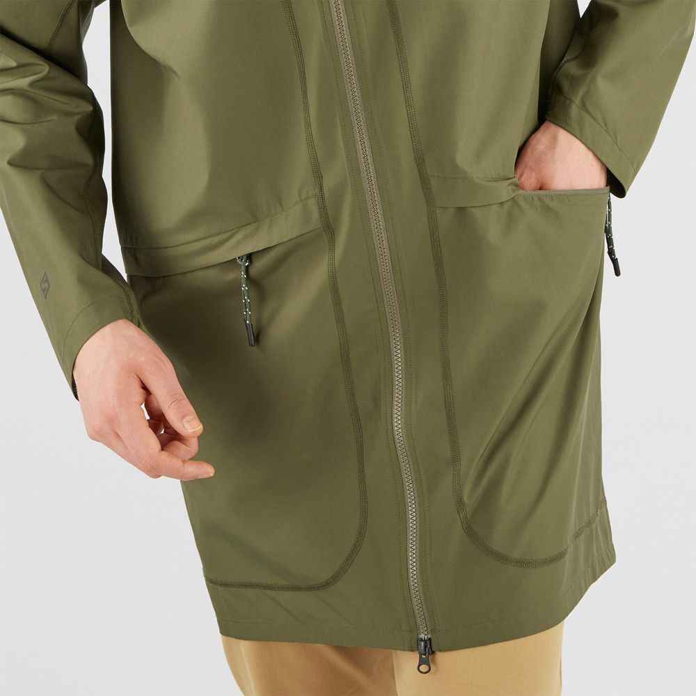 Wind Breakers Salomon OUTLIFE LONG PACKABLE Homme Vert Olive | NVQFZ-7128