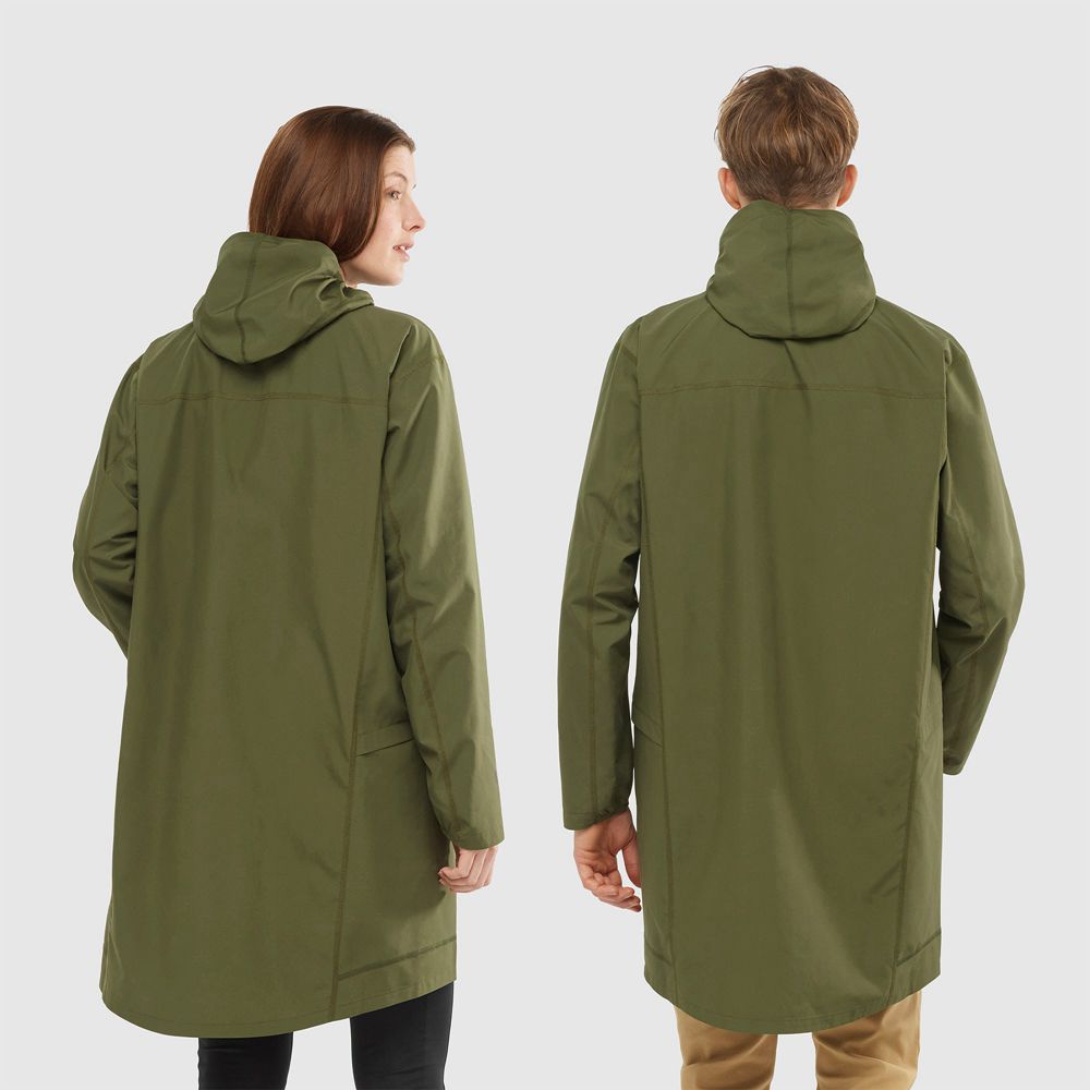 Wind Breakers Salomon OUTLIFE LONG PACKABLE Homme Vert Olive | NVQFZ-7128