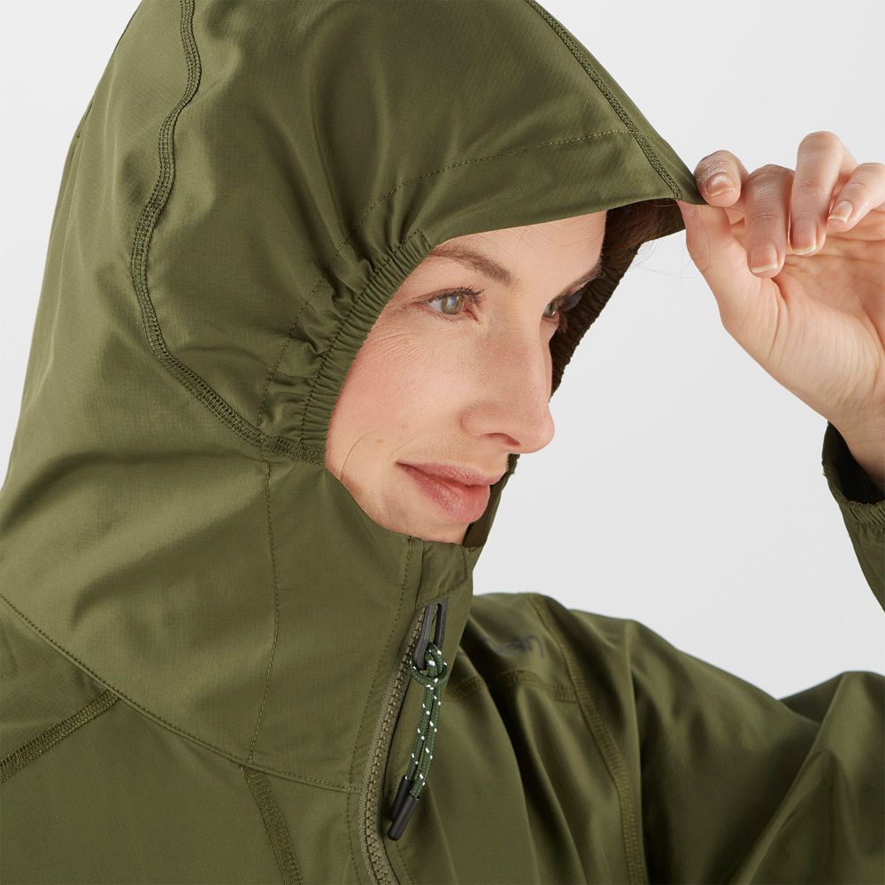 Wind Breakers Salomon OUTLIFE PACKABLE SHELL U Homme Vert Olive | FEUCJ-9371