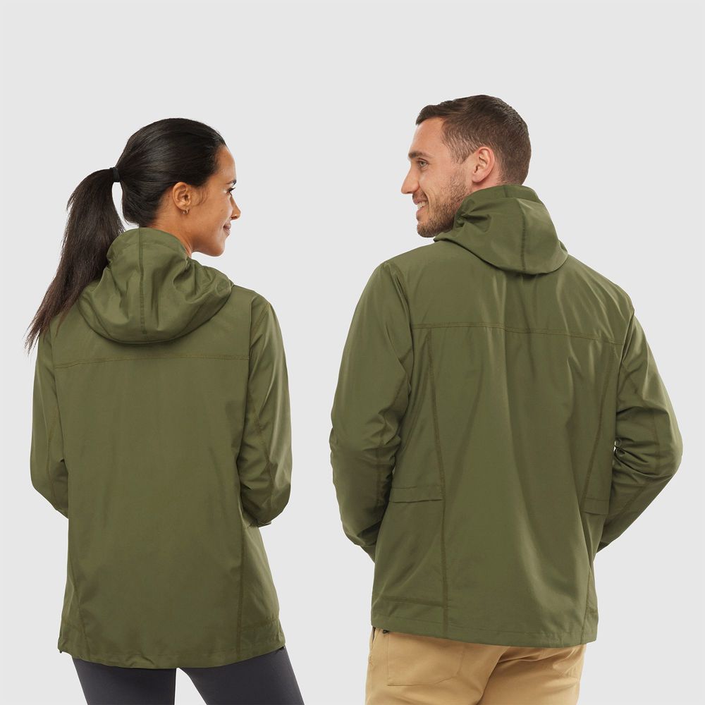 Wind Breakers Salomon OUTLIFE PACKABLE SHELL U Homme Vert Olive | FEUCJ-9371