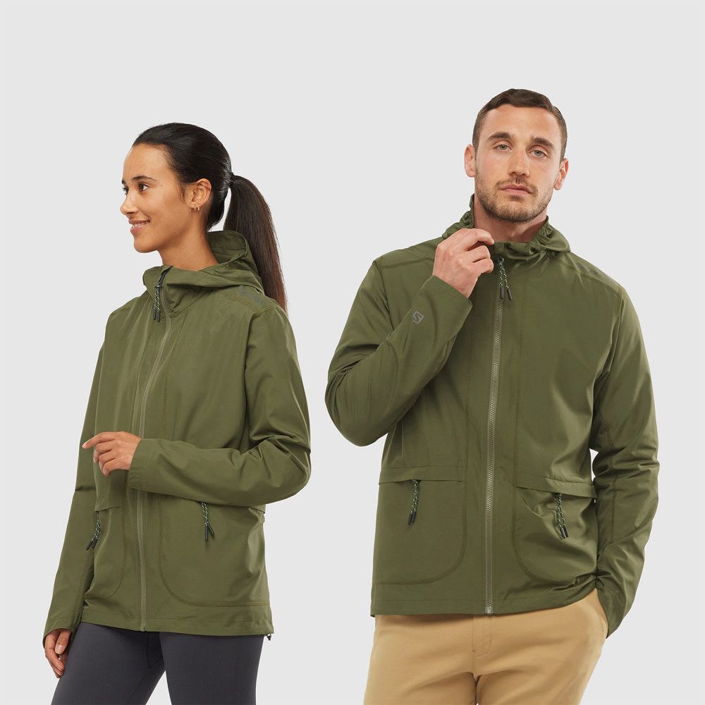 Wind Breakers Salomon OUTLIFE PACKABLE SHELL U Homme Vert Olive | FEUCJ-9371